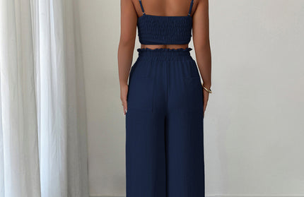 Suspender Vest Wide Leg Pants Two-Piece Set - Hey Love Boutique