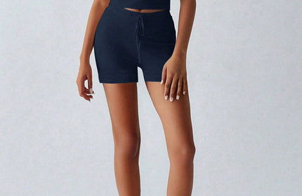 Sports Style Short-Sleeved Lace-Up Shorts Two-Piece Set