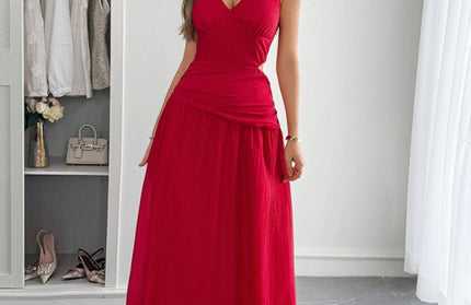 Vacation deep V sleeveless long dress - Hey Love Boutique