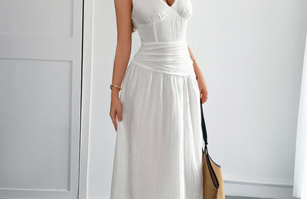 Vacation deep V sleeveless long dress - Hey Love Boutique