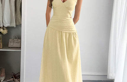 Vacation deep V sleeveless long dress - Hey Love Boutique
