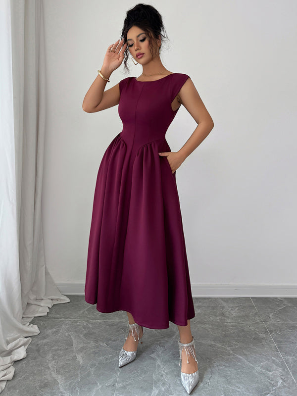 Elegant Waisted Sleeveless Maxi Dress