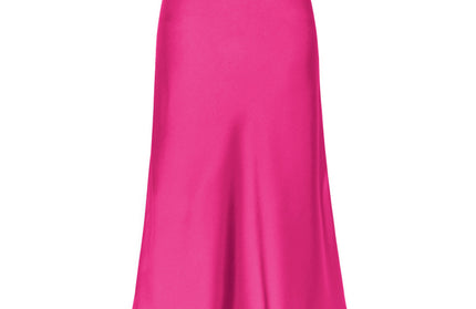 Satin High Waist Solid Color Split Midi Skirt - Hey Love Boutique