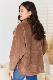 Double Breasted Fuzzy Coat - Hey Love Boutique