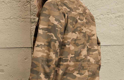 Double Take Camouflage Snap Down Jacket - Hey Love Boutique