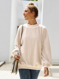 Mock Neck Dropped Shoulder Sweatshirt - Hey Love Boutique