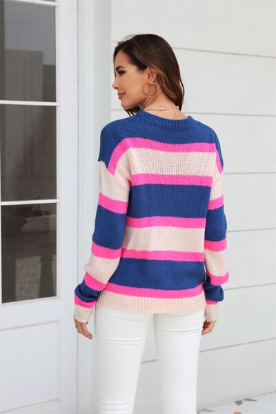 Blue Block Sweater - Hey Love Boutique