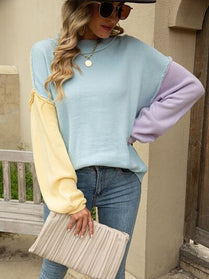 Block  Shoulder Sweater - Hey Love Boutique