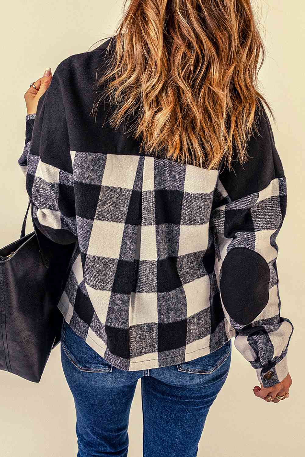 Plaid Button-UpJacket with Pockets - Hey Love Boutique