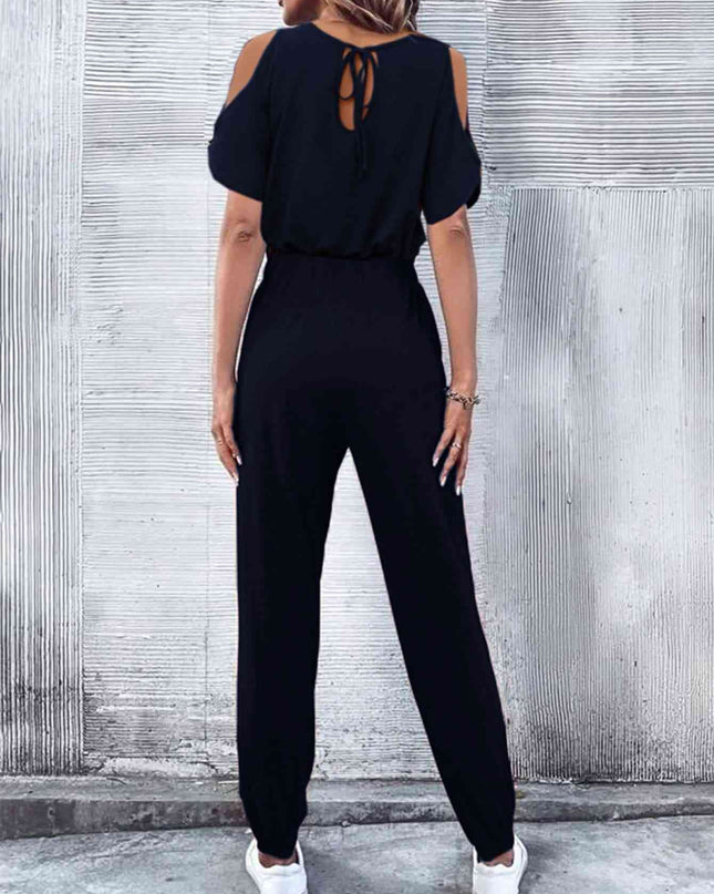 Cold-Shoulder Jumpsuit with Pockets - Hey Love Boutique