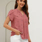 Heart Print Notched Petal Sleeve Blouse - Hey Love Boutique