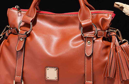 Leather Handbag with Tassels