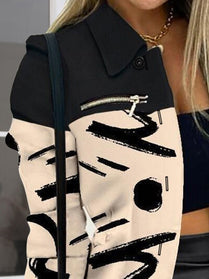 Printed Button Up Zip Detail Jacket - Hey Love Boutique