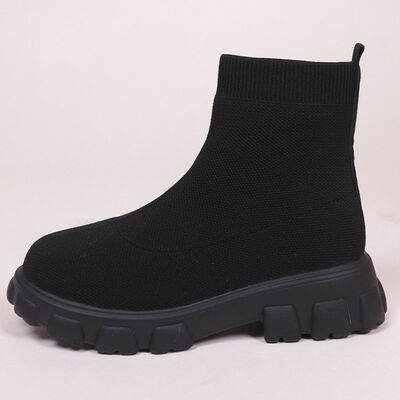 Mesh Round Toe Platform Boots - Hey Love Boutique