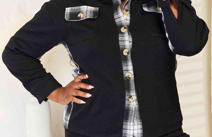 Plaid Collared Jacket - Hey Love Boutique
