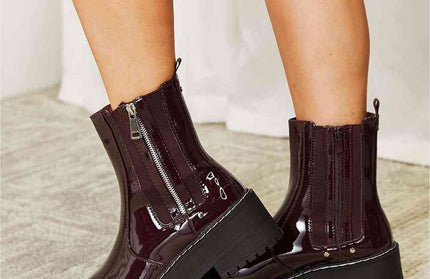 Side Zip Platform Boots