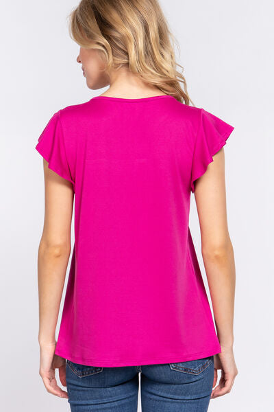 Ruffle Lace Detail Knit Top - Hey Love Boutique