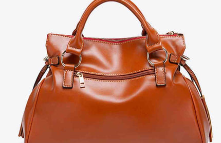Leather Handbag with Tassels