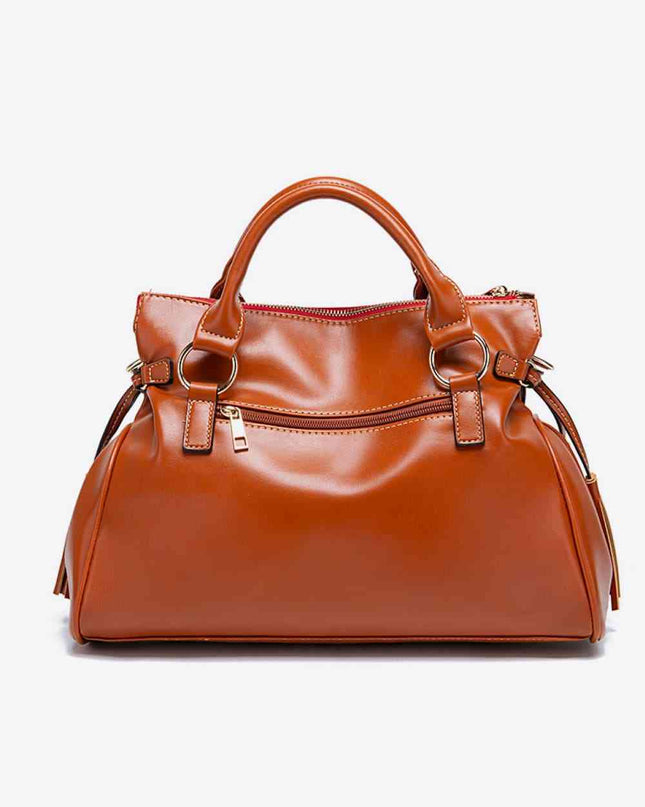 Leather Handbag with Tassels