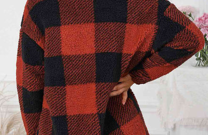 Plaid Button Down Coat with Pockets