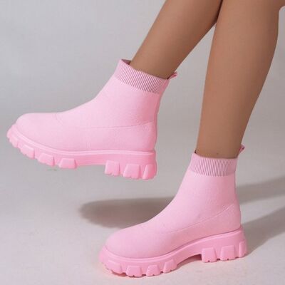 Mesh Round Toe Platform Boots - Hey Love Boutique