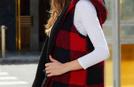 Plaid Hooded Vest - Hey Love Boutique
