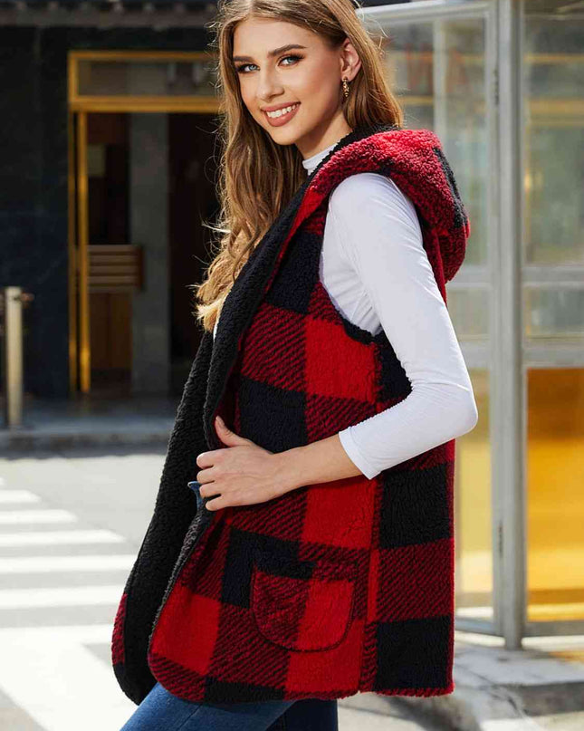 Plaid Hooded Vest - Hey Love Boutique