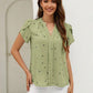 Heart Print Notched Petal Sleeve Blouse - Hey Love Boutique