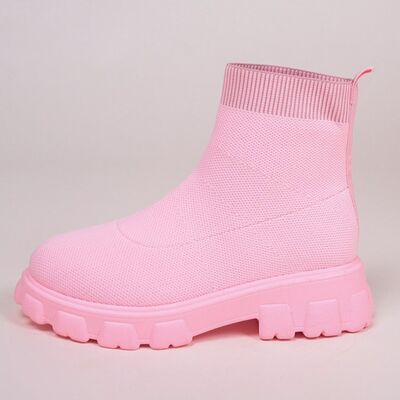Mesh Round Toe Platform Boots - Hey Love Boutique