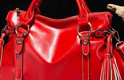 Leather Handbag with Tassels