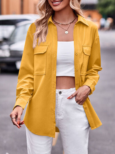 Pocketed Button Up Shirt - Hey Love Boutique