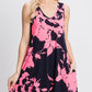 Floral V-Neck Tank Dress with Pockets
