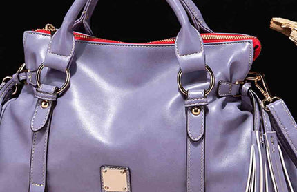 Leather Handbag with Tassels