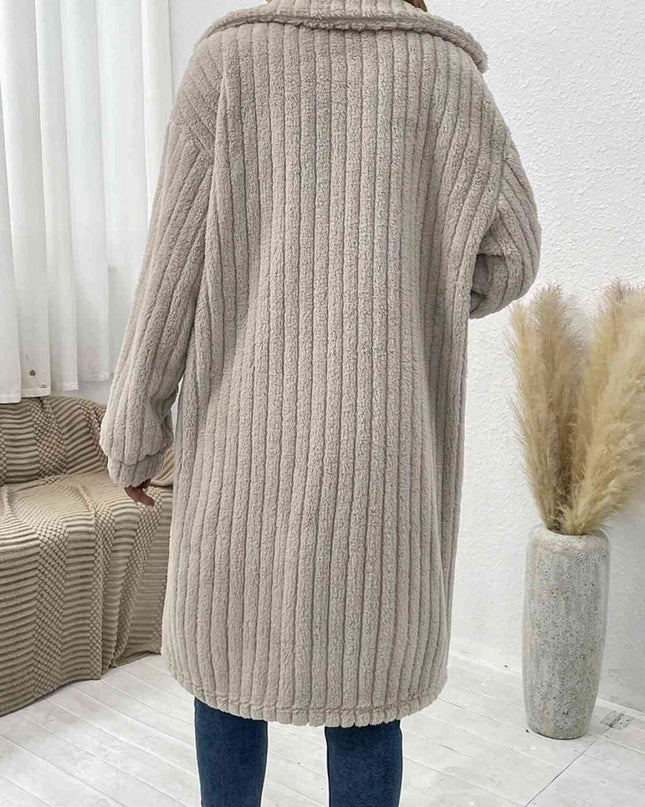 Collared Neck Drop Shoulder Coat - Hey Love Boutique