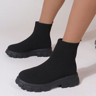 Mesh Round Toe Platform Boots - Hey Love Boutique