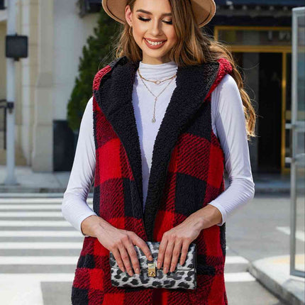 Plaid Hooded Vest - Hey Love Boutique