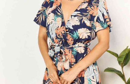 Double Take Botanical Print Romper