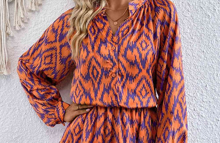 Geometric Notched Neck Romper