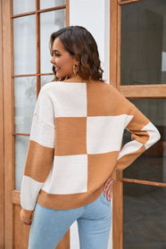 Brown Block Sweater - Hey Love Boutique