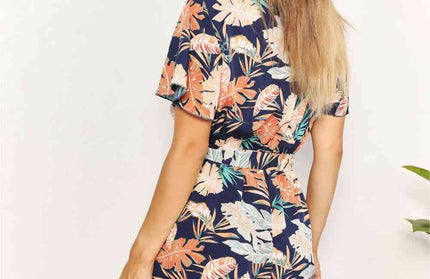 Double Take Botanical Print Romper
