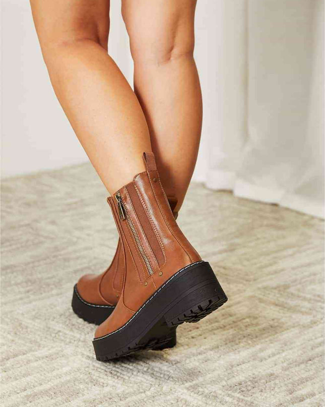 Side Zip Platform Boots
