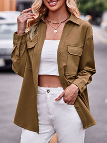 Pocketed Button Up Shirt - Hey Love Boutique