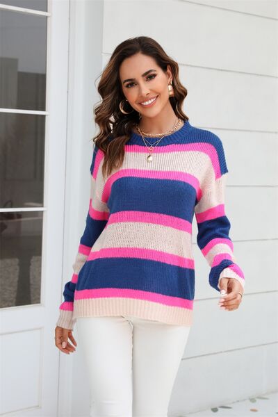 Blue Block Sweater - Hey Love Boutique