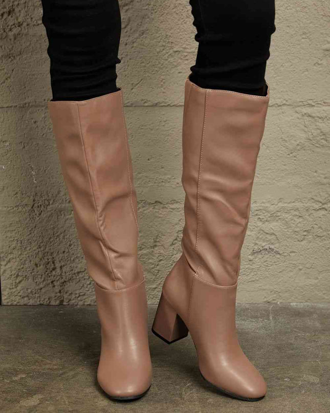 Block Heel Knee High Boots - Hey Love Boutique