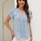 Heart Print Notched Petal Sleeve Blouse - Hey Love Boutique