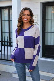 Brown Block Sweater - Hey Love Boutique