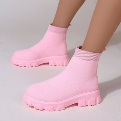 Mesh Round Toe Platform Boots - Hey Love Boutique