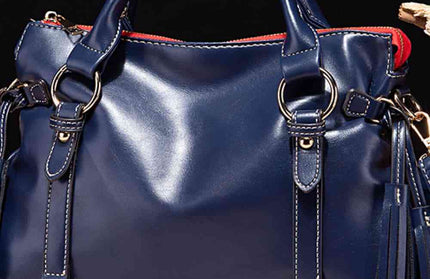 Leather Handbag with Tassels
