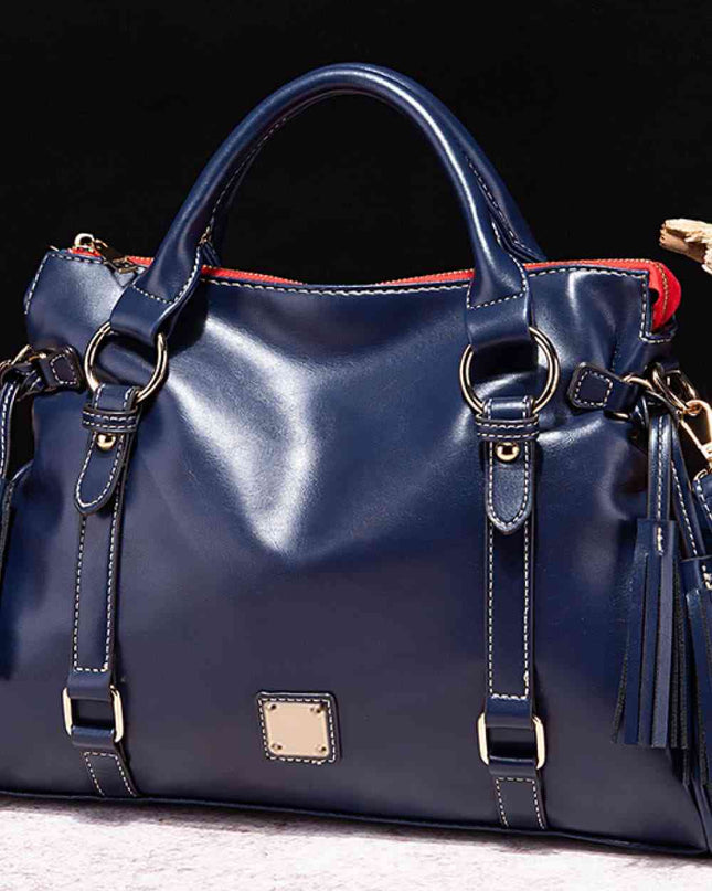Leather Handbag with Tassels