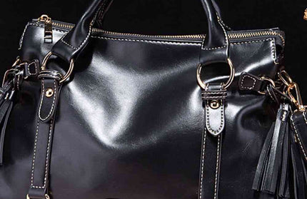 Leather Handbag with Tassels